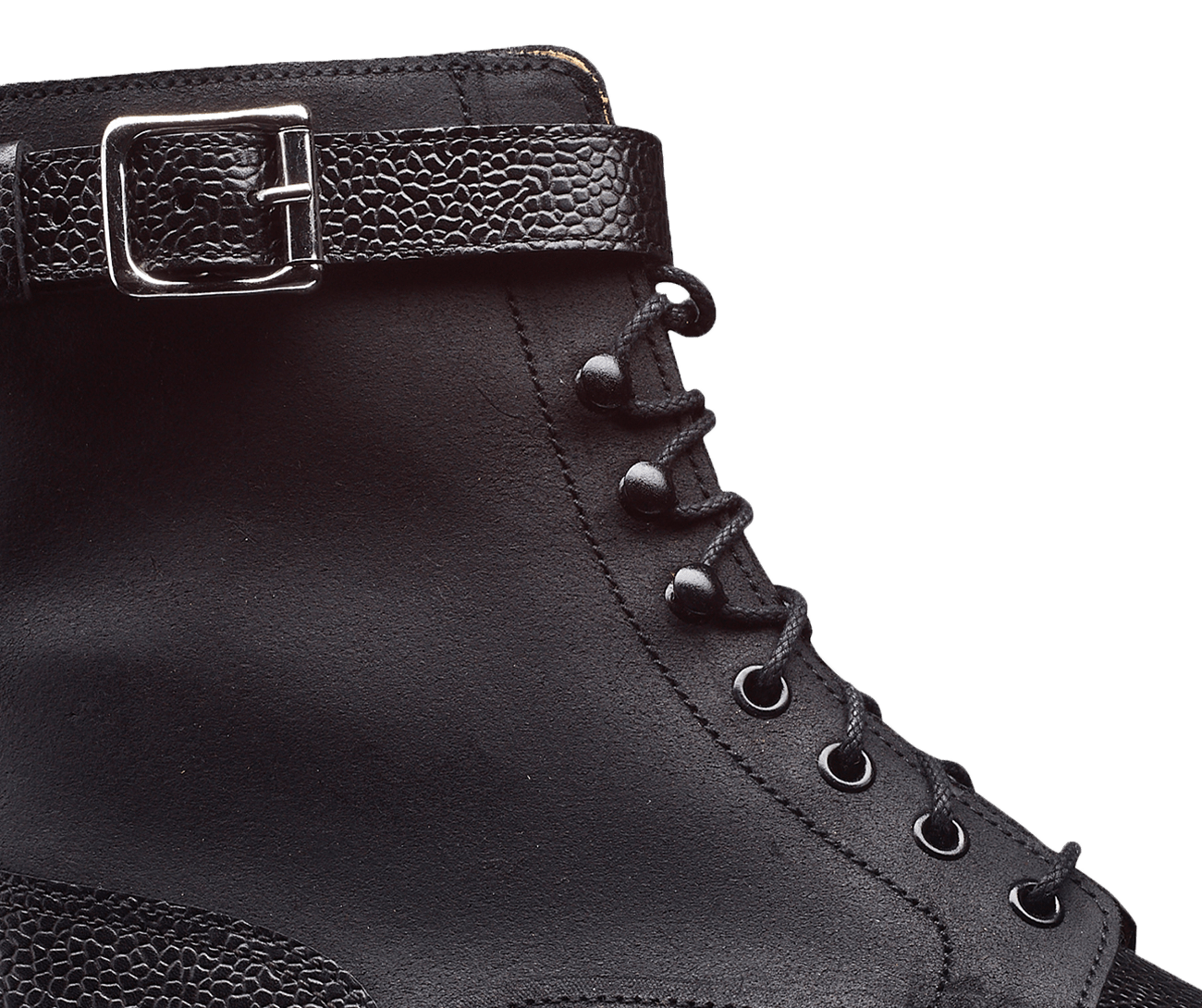 Aldershot Black Scotch Grain & Black Rough-Out Suede